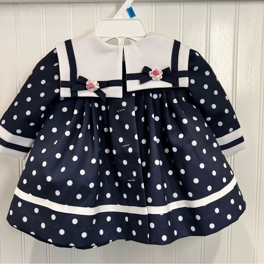 4 pc Navy Polka Dot 3-6 months Bonnie Baby